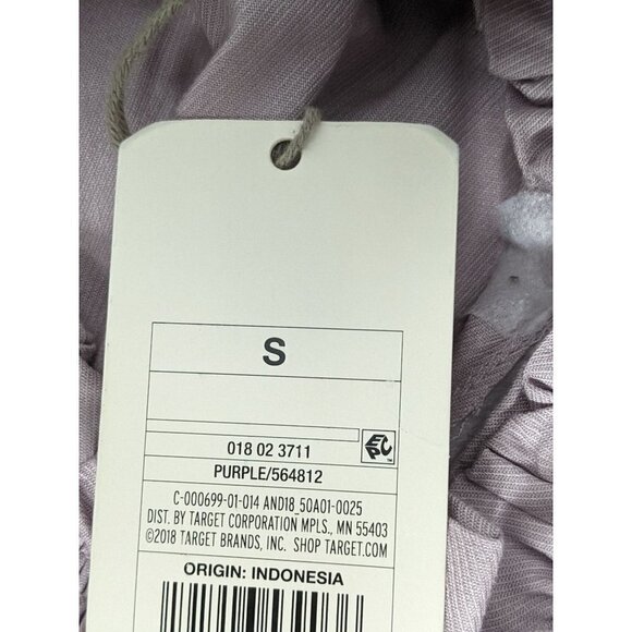 A New Day Womens Tunic Top Size Small Purple Scrunched Tie Neck Long Sleeve Work - Picture 5 of 6